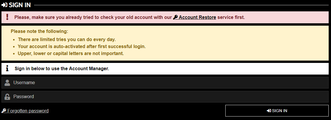 Restore and login enhancements
